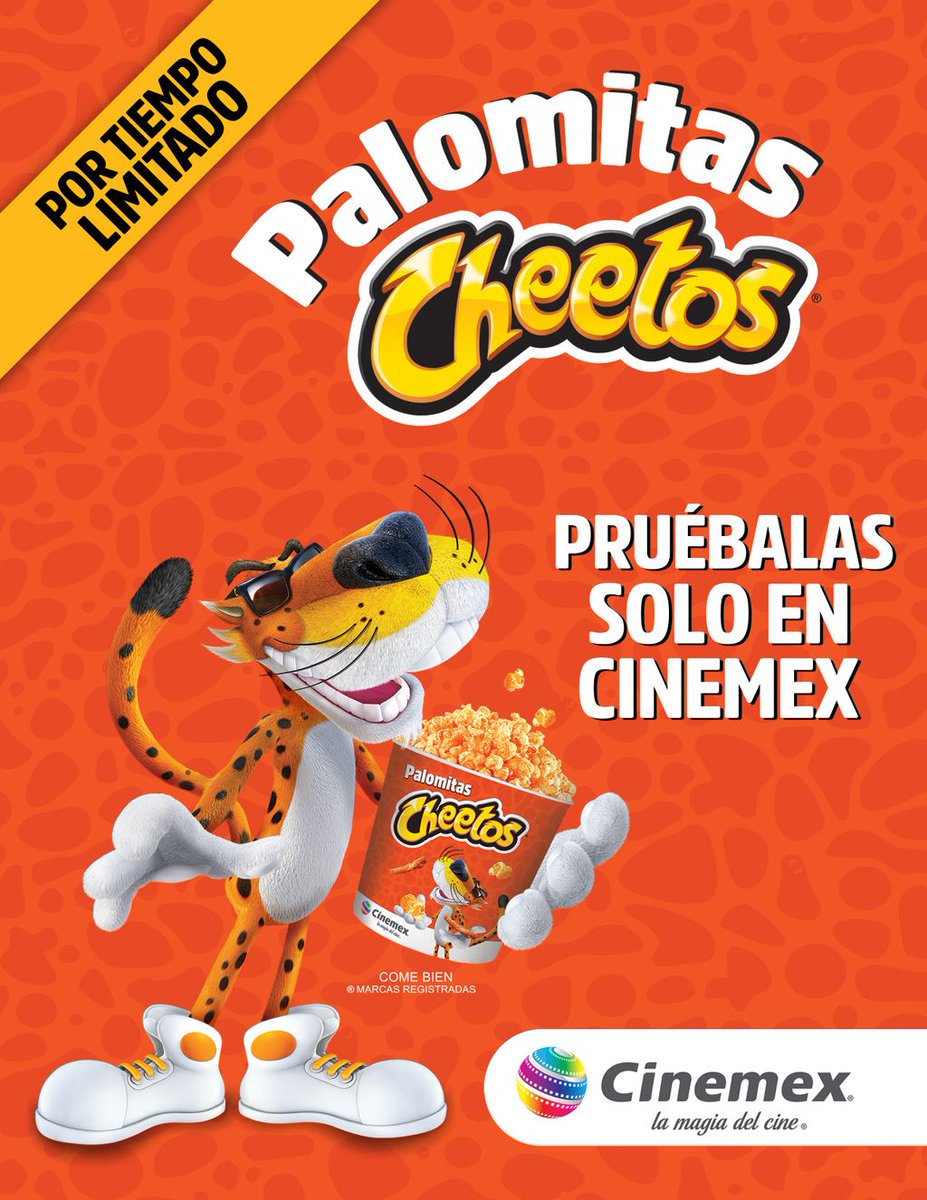 Cinemex's tweet photo. ¡Las palomitas @Cheetos_Mx llegaron a #Cinemex! 🍿😃

¿Ya las probaste? https://t.co/T2vhnrylO3