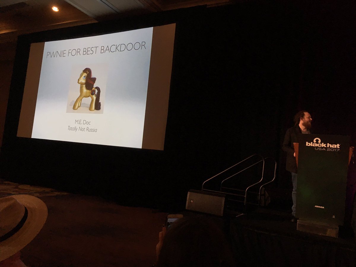 cherepanov74's tweet photo. M.E.Doc backdoor that I discovered got pwnie from @PwnieAwards at BlackHat USA 2017 #BHUSA #BHUSA17 https://t.co/LxOGbtwLY7