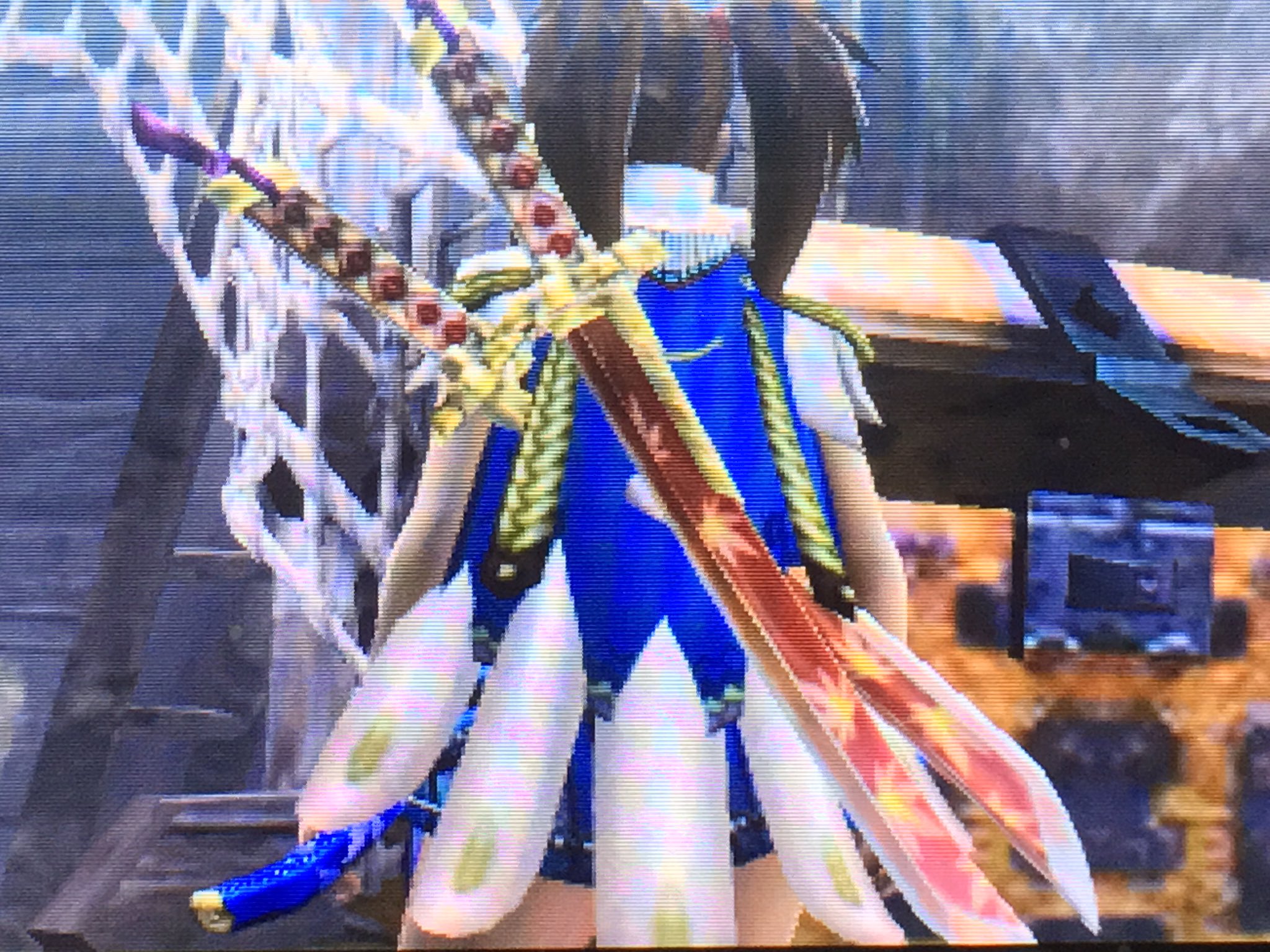 みぃちゃん メカフェチ En Twitter Mhxx 私のカマキリちゃんと戯れ装備 私の得意なブレイヴ双剣 愛刀まつるぎ我執舞姫双 水属性 私の アトラル カ専用装備です 装飾品とお守りも 斬撃特化型にしてます スピード活かして斬撃しまくります 切れ味が落ちない様に 装飾品は