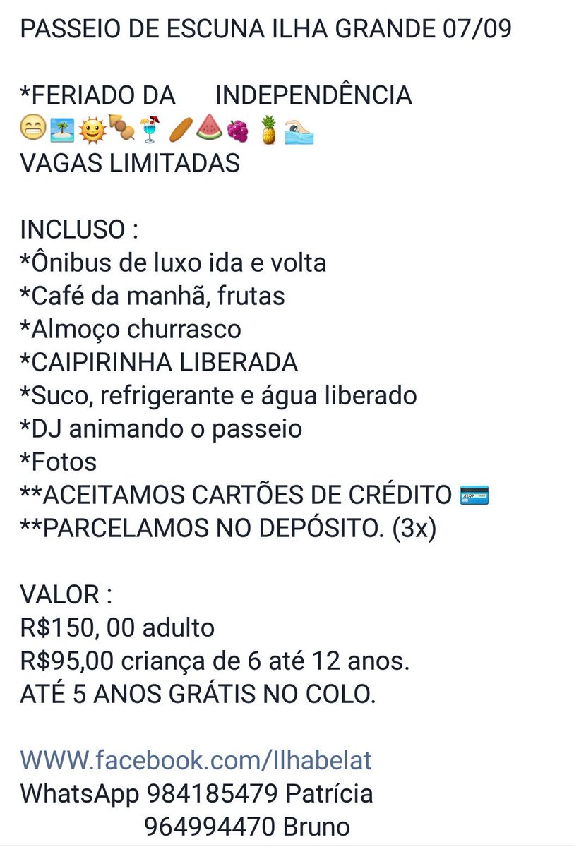Ai galera, quem quer fazer um passei no dia da Independência, essa é a chance! Entrem em contato.
#BetaMigos_Oficial
#OperacaoBetaLab
#SDV