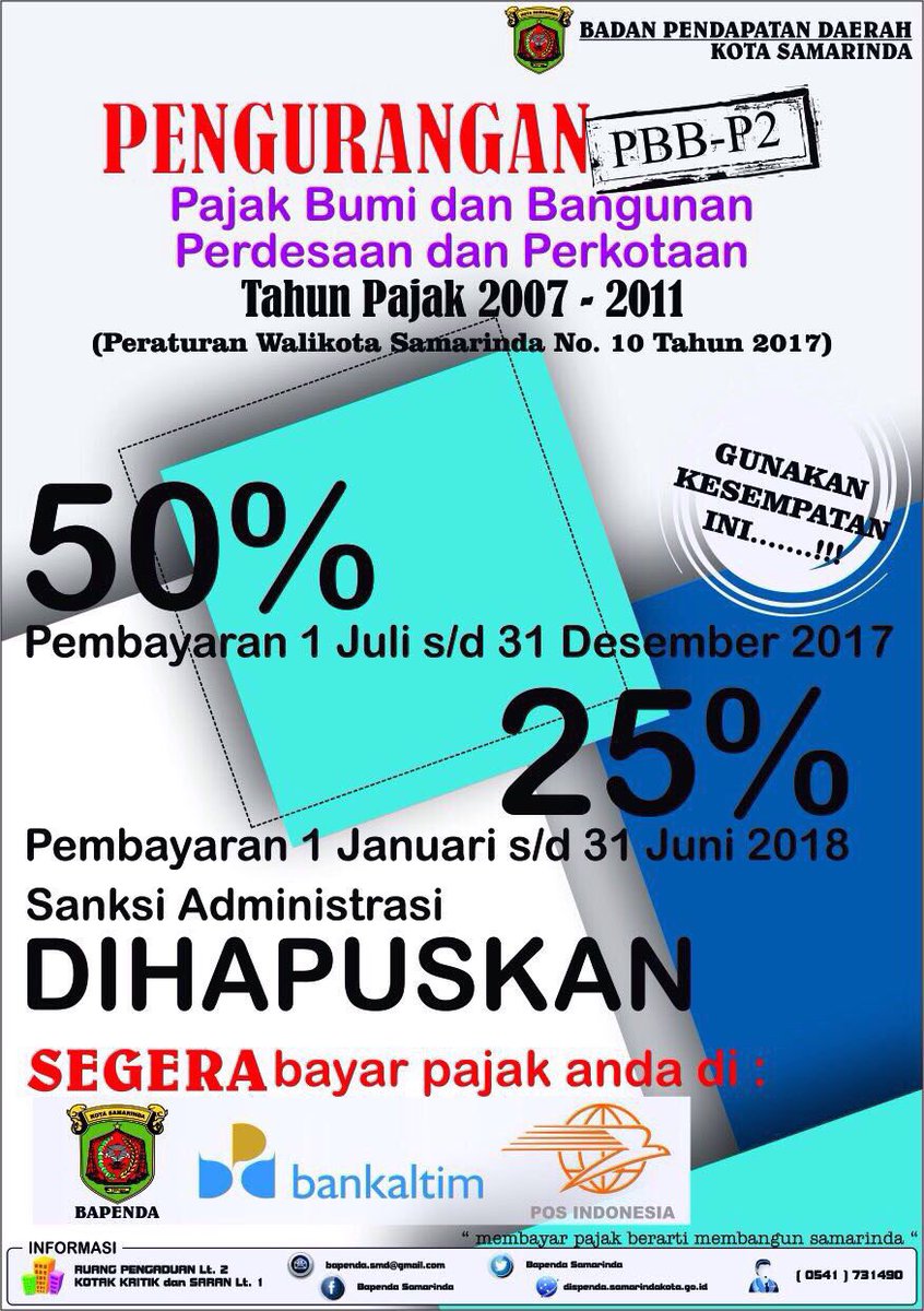 Segera manfaatkan kesempatan ini sebelum tgl 31 Desember 2017#orangbijaktaatpajak #rameramebayarpajak #pengampunanpajak #pbb #kotasamarinda