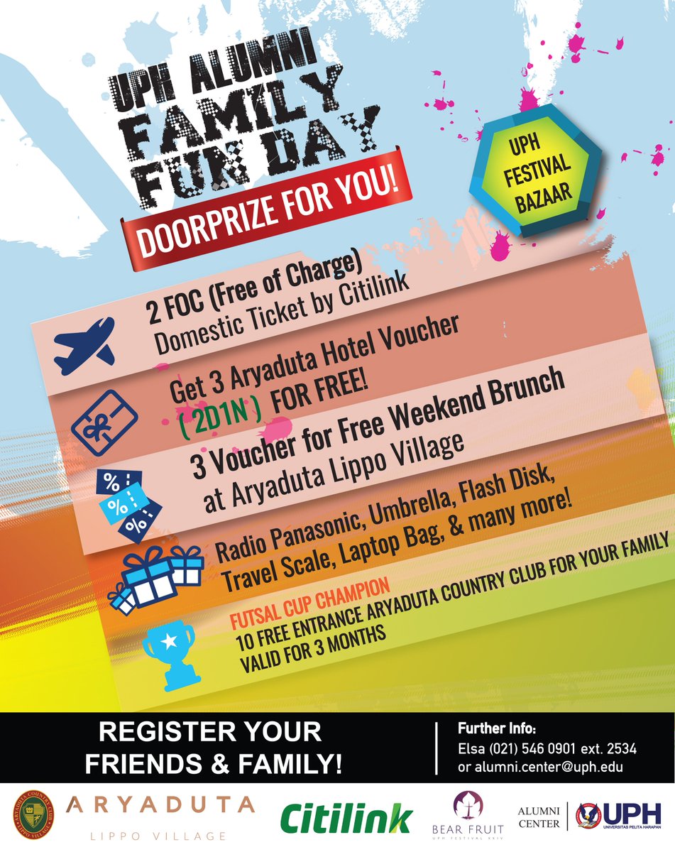 GET YOUR DOORPRIZE! RSVP NOW TO UPH ALUMNI FAMILY FUN DAY 19 AUG 2017 #uphalumni