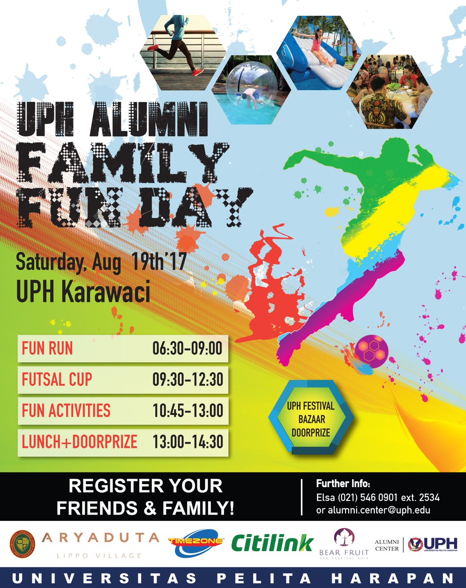 Ayo kumpul bareng, bisa ajak rekan/pasangan/anak juga loh. Check our fun activities! #uphalumni