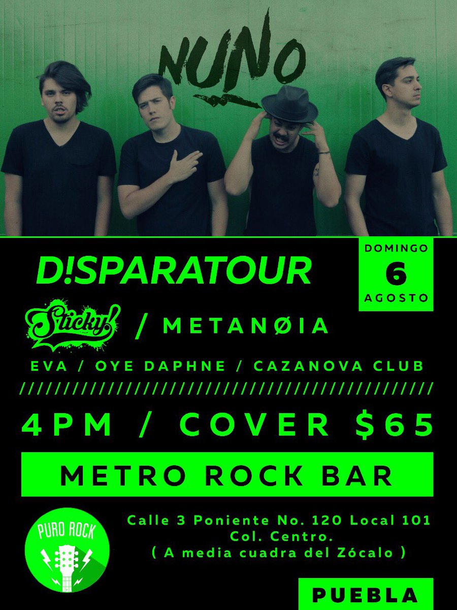 appabooking's tweet image. ¡Puebla! 
Nos vemos el 6 de agosto en Metro Rock Bar se presenta @NUNO_MX @StickyMX @MetanoiaBandaMX y más 4pm evento para todas las edades.
