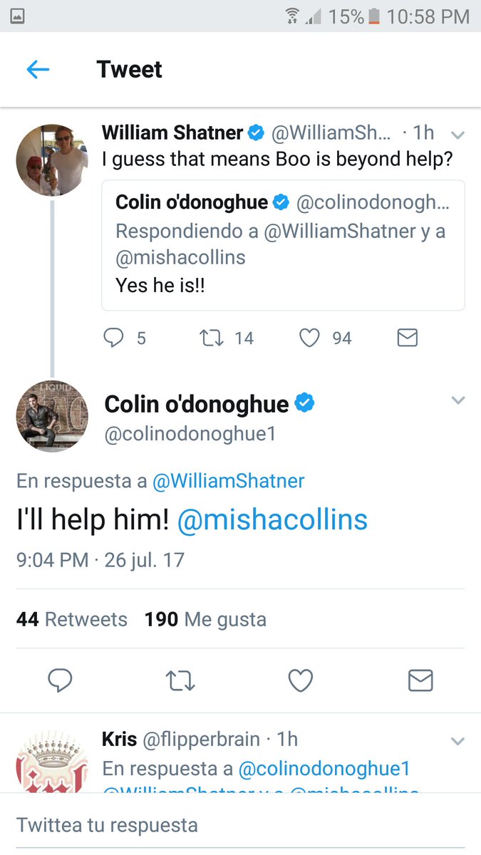PriscilaC_17's tweet photo. The moment that my world explodedπ @mishacollins @colinodonoghue1 πππ #FangirlAttack #spn #ouat https://t.co/Lmspjf8eYZ