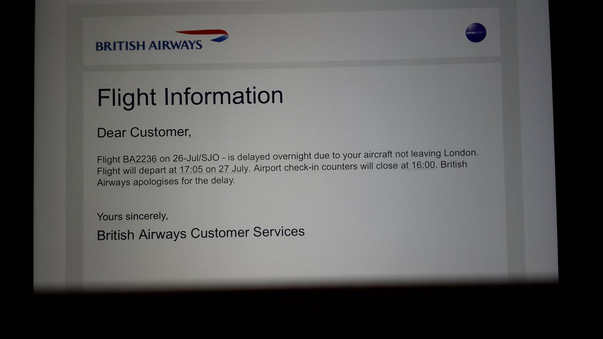 LydiaSingerHQ's tweet photo. This arrives from @BritishAirways this morning 😣. At least the little #flysansa 12 seater taking off from the farm is more reliable 👍👍👍 https://t.co/QJhN9pZVlM
