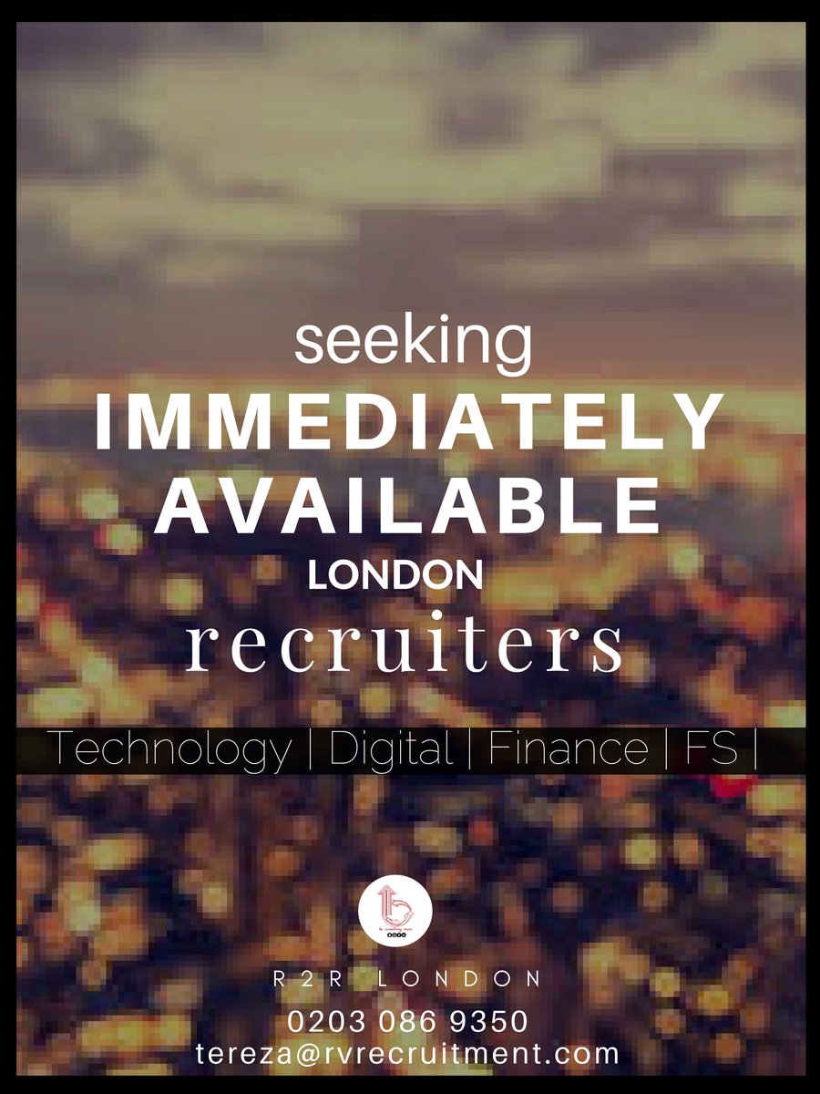 R2RLondon's tweet photo. #R2R #RecruiterJobs #London *** We Are Seeking Immediately Available Recruiters *** #Technology #Digital...Fancy a chat? Call 0203 086 9350 https://t.co/mkOzd5W6V3