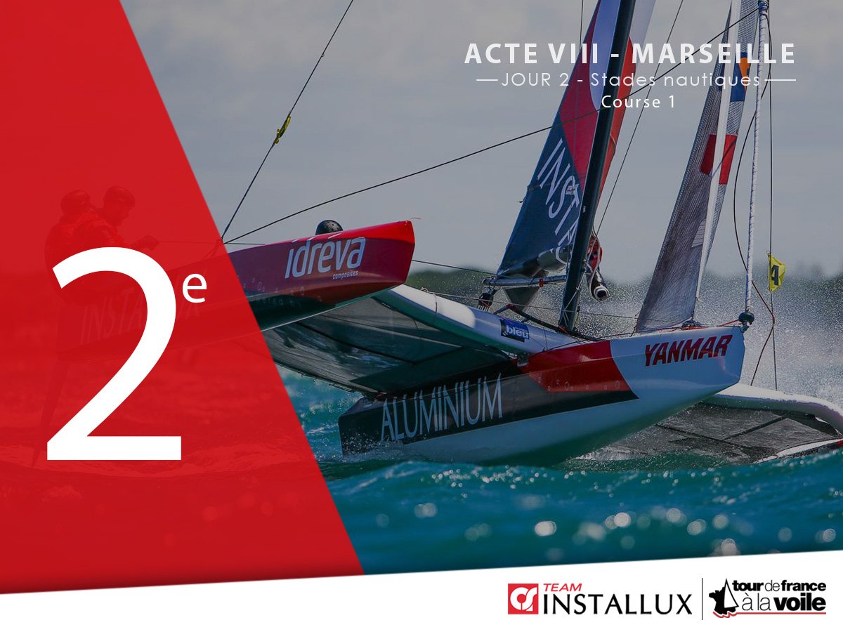 TeamInstallux's tweet photo. Stadiums / course 1 : bravo à nos #Instaboys qui décrochent la 2e place de la première manche du jour ! Bravo les gars ! 👏 @tourvoile https://t.co/ieYp7HS4HN