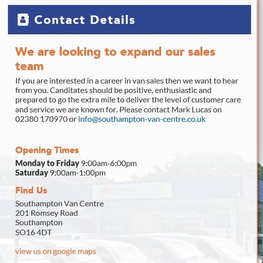 Our official opening hours. Come and visit us or call us on 02380 170970.#commercialsales #usedvansales #vans #motorindustry #Southampton