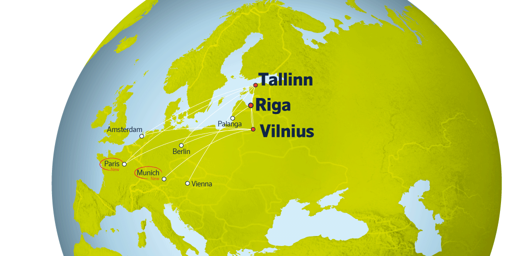 We are growing also in Lithuania and Estonia! 
Our 12 direct routes served more than 350 000 passengers or +28% during six months of 2017.