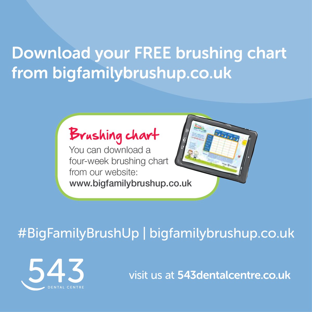 543DentalCentre's tweet photo. Download your FREE brushing chart from https://t.co/BZihrRSncJ! #BigFamilyBrushUp https://t.co/aSUmsy2u9k