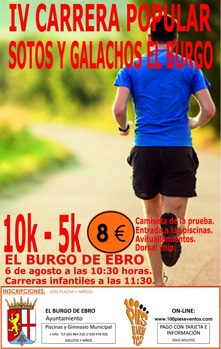 SonFiestas's tweet photo. El próximo 6 de agosto, prepara tus zapatillas 👟 para la IV Carrera Popular Sotos y Galachos el Burgo. 🏃‍♀️🏃‍♂️ #ElBurgoDeEbro #Carrera https://t.co/3aTEXlsSyw