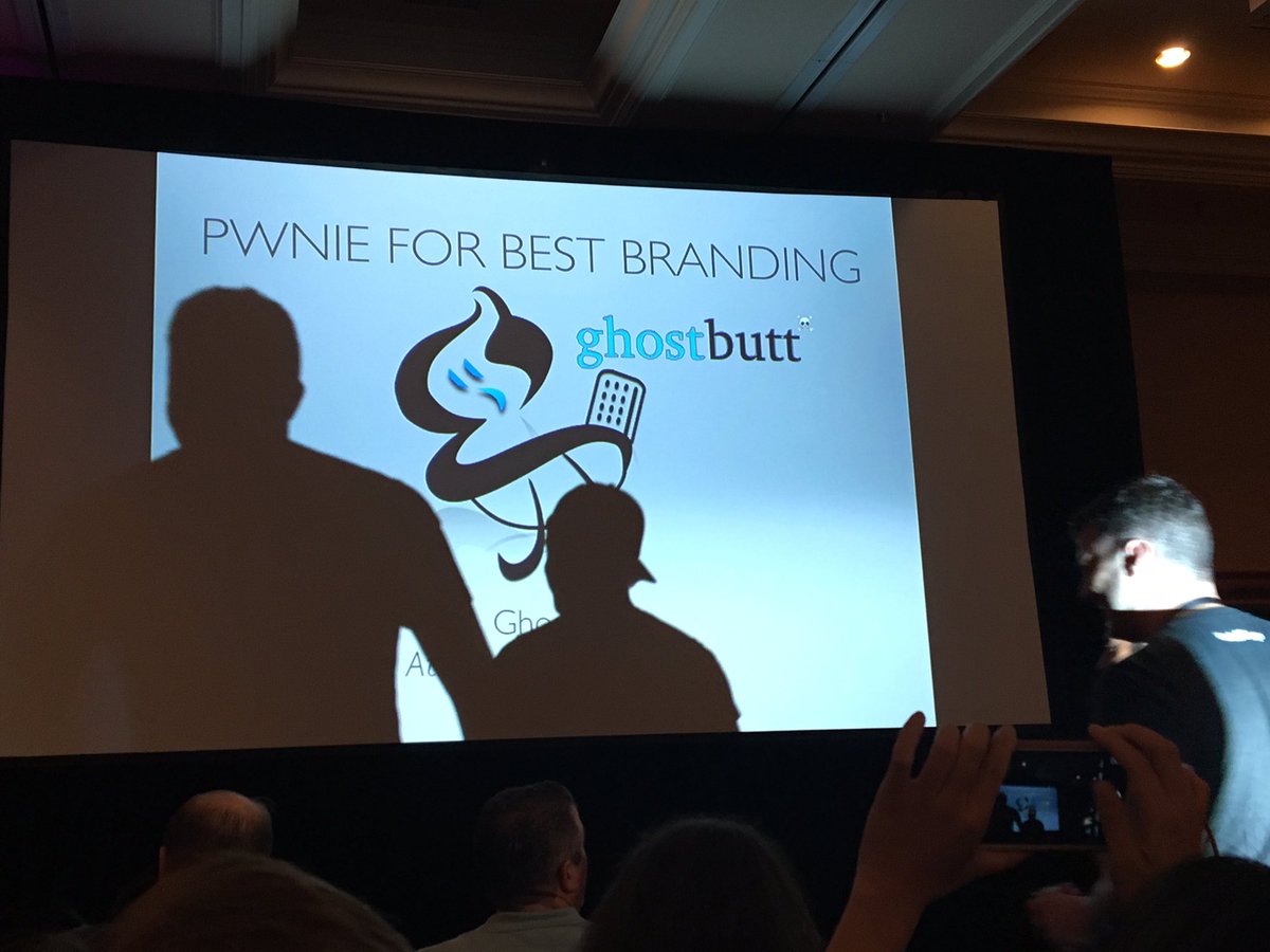 hackgnar's tweet photo. Who are these #Anonymous #ghostbutt s? #pwnie #pwnieawards #blackhat https://t.co/eyuPUe0wkJ
