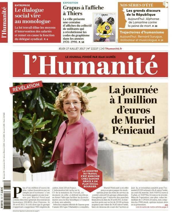 Quand Muriel Pénicaud profite de 900 licenciements pour réaliser une plus-value de 1,13 millions d'euros . " Danone ..."