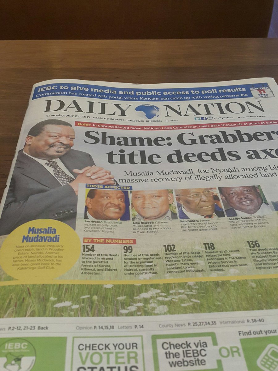 ItsMutai's tweet photo. Sources: Nation reporter &amp; editor paid ksh500'000 to run this story as front page story. More to come. Cc @Disembe @C_NyaKundiH @leemakwiny https://t.co/6duPQMolE1