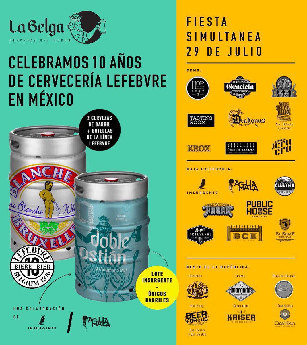 La #TerrazaCruCru se sumará este sábado a los festejos del décimo aniversario de Cervercería Lefebvre en México. 🍻🍻🍻