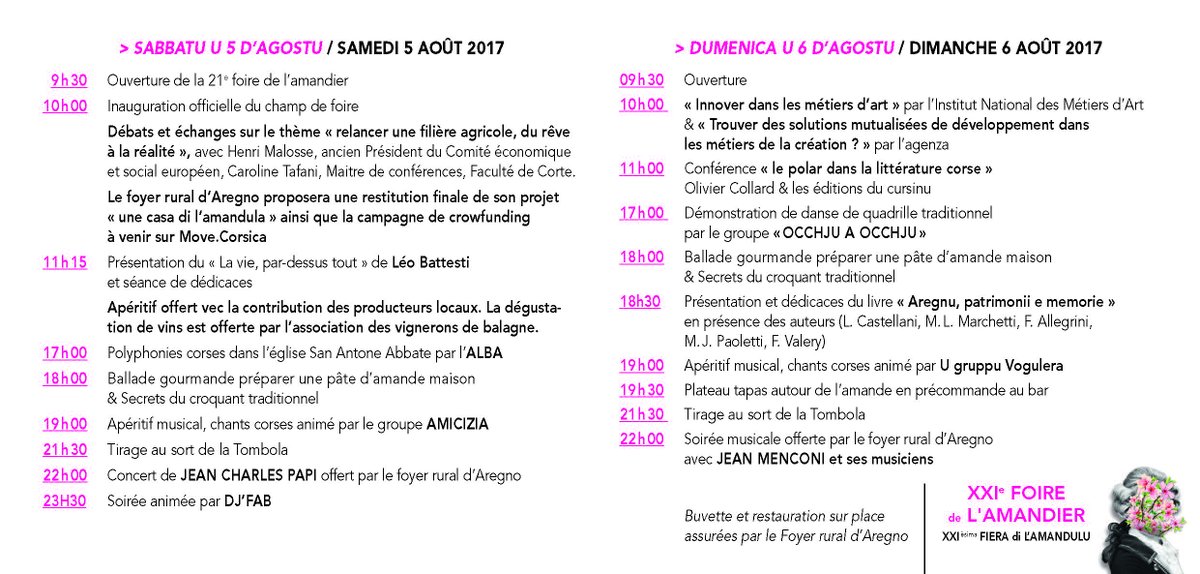 "A FIERA DI L'AMANDULU"  : SAMEDI 5 AOÛT 2017 in paese d'Aregnu à partir de 10h