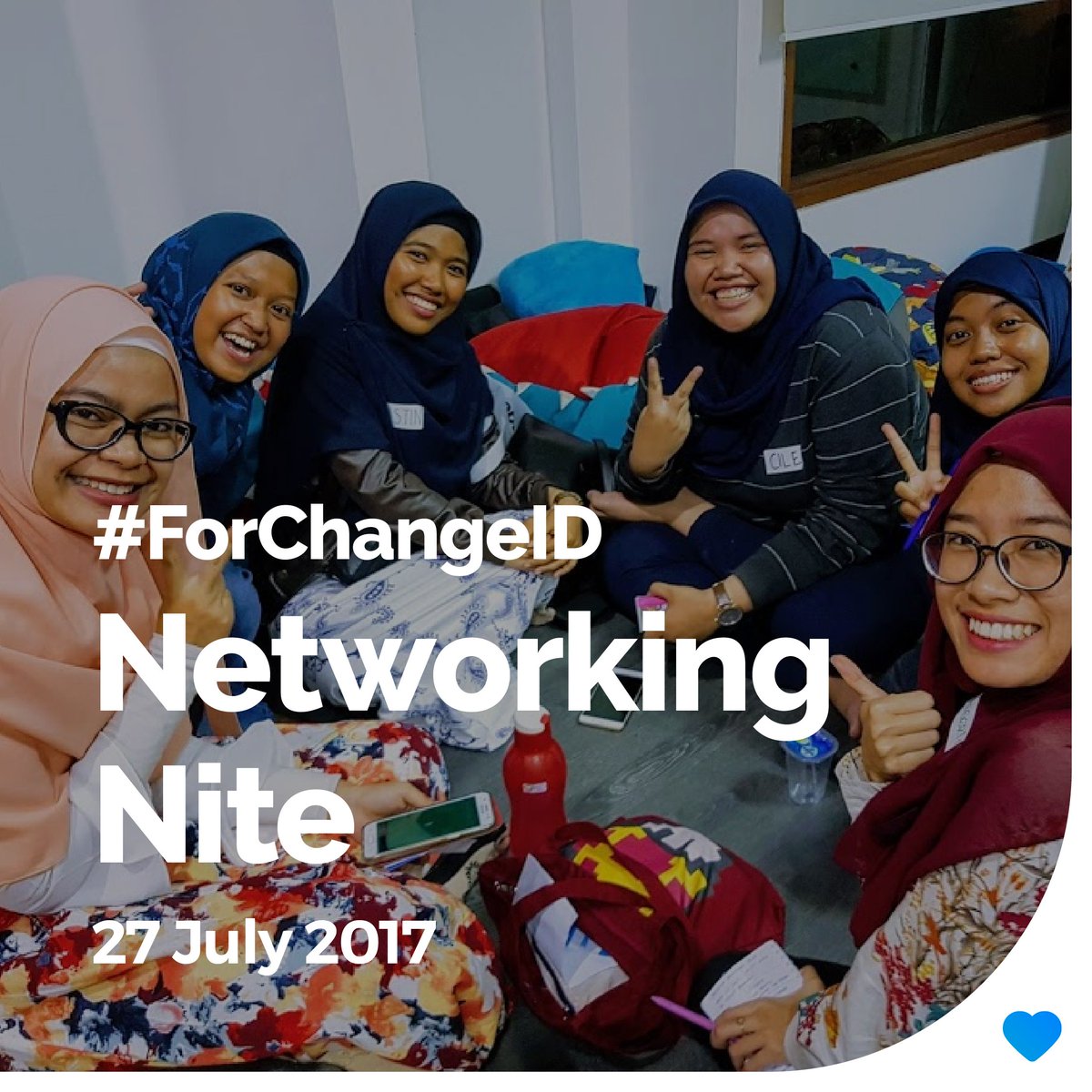 Halo #Changemakers! Sudah ada 62 organisasi yang sudah RSVP dan akan hadir malam ini. Yakin ngga nyesel karena ngga ikutan? #ForChangeID 😎💙