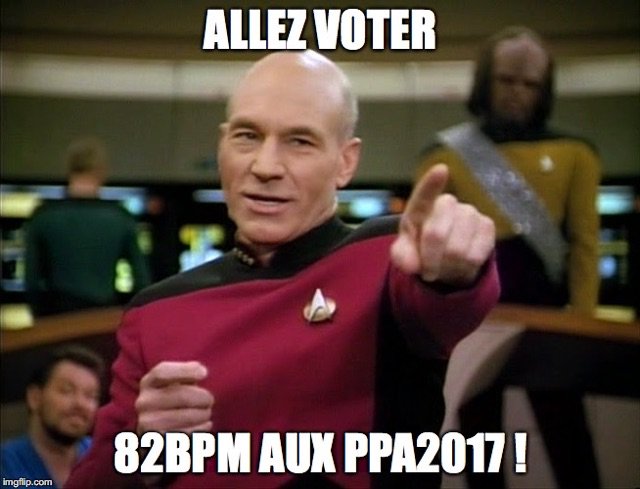82bpmpodcast's tweet photo. Si Captain Picard le dit...
https://t.co/pU3S679Zvm 
#PPA2017 https://t.co/BZqMQGlALz