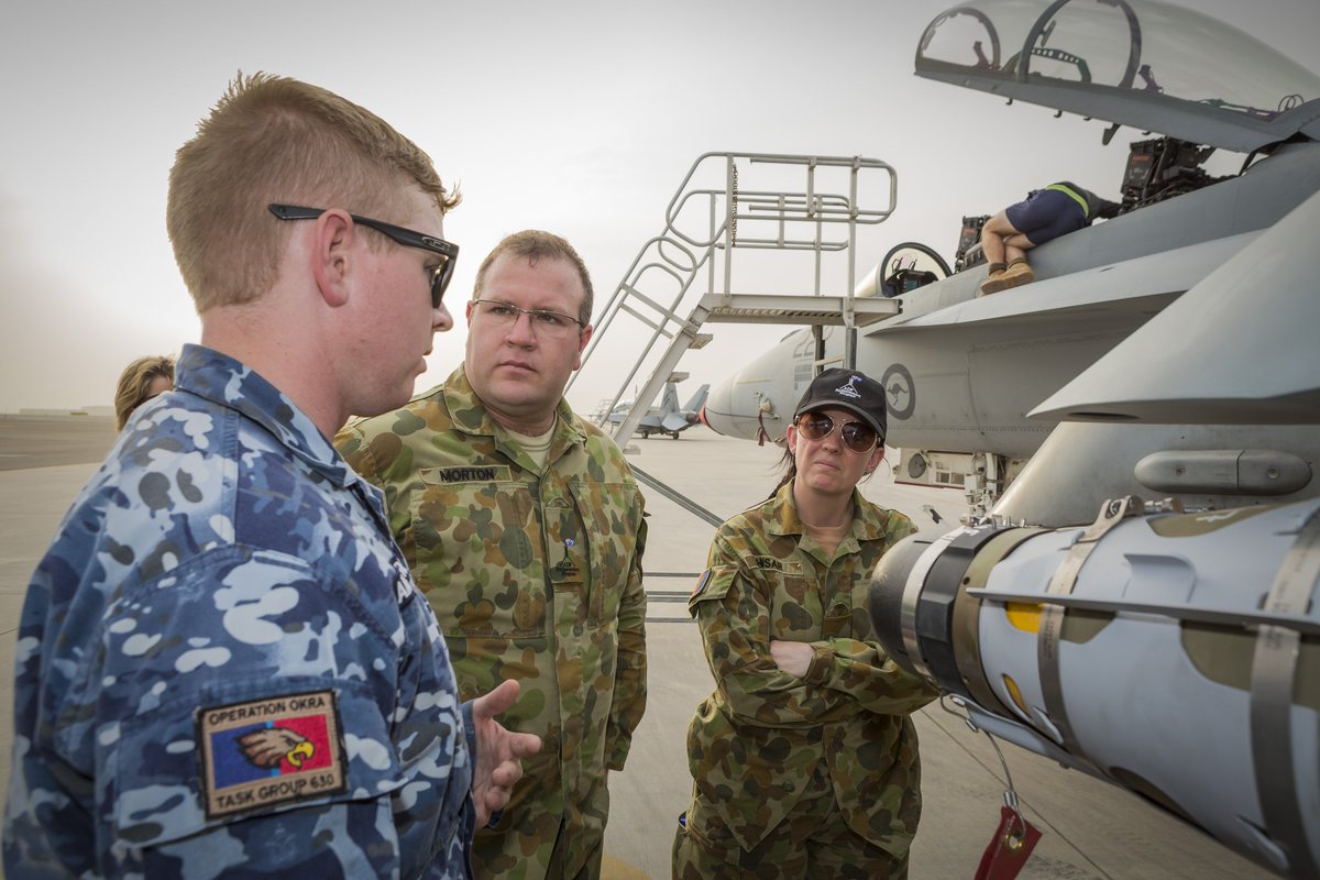 ADF_MiddleEast's tweet photo. #ADF  Parliamentary Program participants Mr Morton &amp; @emmahusarmp get an up-close look at the Super Hornet &amp; #ADFonOps, thanks for visiting! https://t.co/35yc8TjWed