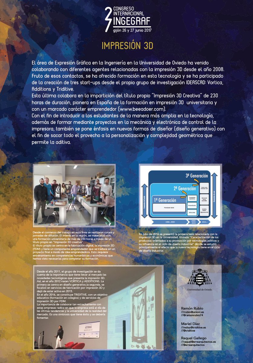 ramonrubio74's tweet image. Presentamos este poster en #INGEGRAF este año sobre los trabajos en #impresión3d en la @epigijon