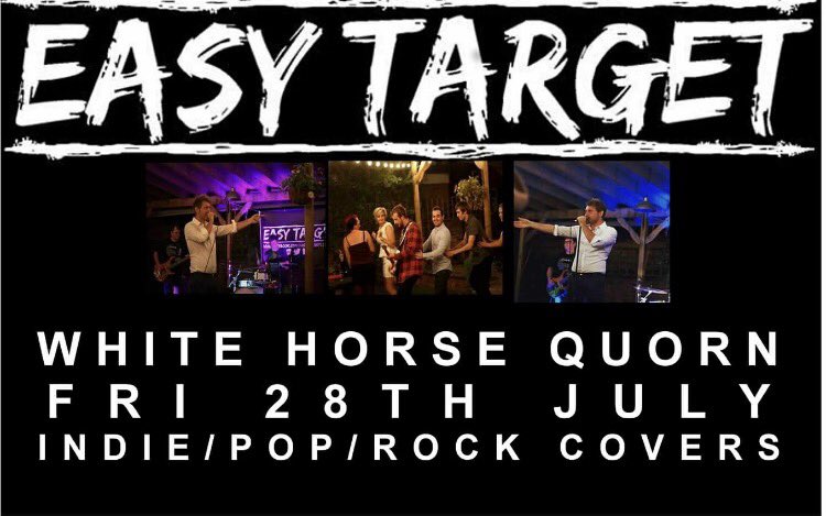 whitehorsequorn's tweet photo. @easytargetleice playing live this Friday night from 9.30pm. https://t.co/pZxp0KL7sU