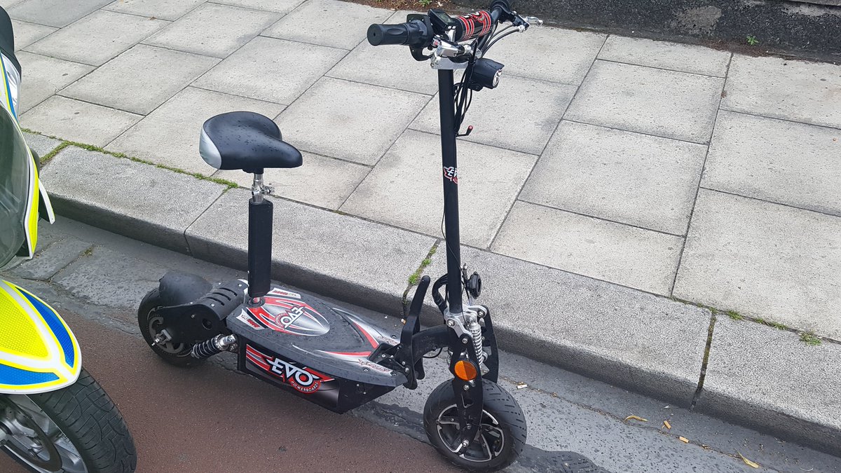 GardaTraffic's tweet photo. DMR Traffic Electric mechanically propelled scooter stopped on public road No Insurance/Licence Scooter seized &amp; prosecution to follow https://t.co/FaehHMwjOw