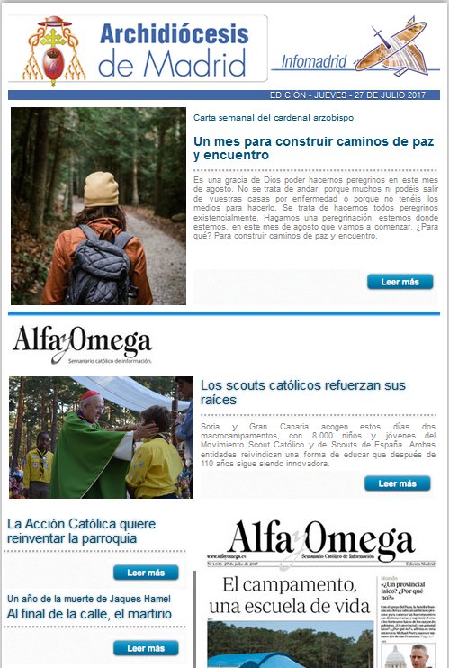 archimadrid's tweet photo. No te pierdas #Infomadrid con la carta del @cardenalosoro, grandes historias de @alfayomegasem y nombramientos https://t.co/la5Pjf0VwH https://t.co/P2JOlo3QeH