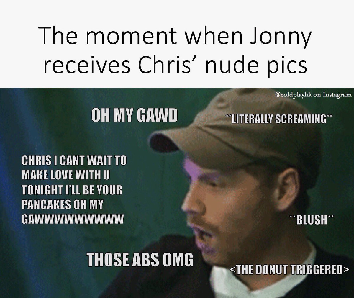 coldplay_hk's tweet photo. lol #buckin #coldplaymeme #coldplay #coldplaymemes #jonnybuckland #chrismartin https://t.co/g243bxLUBR