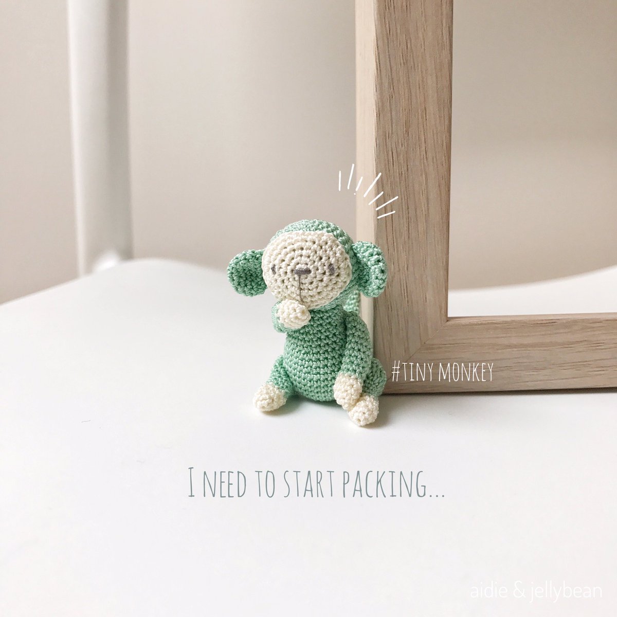aidie_jellybean's tweet photo. The tiny monkey needs to start packing🐒💦He's off on his journey tomorrow🎁 #aidieandjellybean #miniaturemonkey #cutemonkey #monkey #amigurumi https://t.co/bHUpUKT2i3