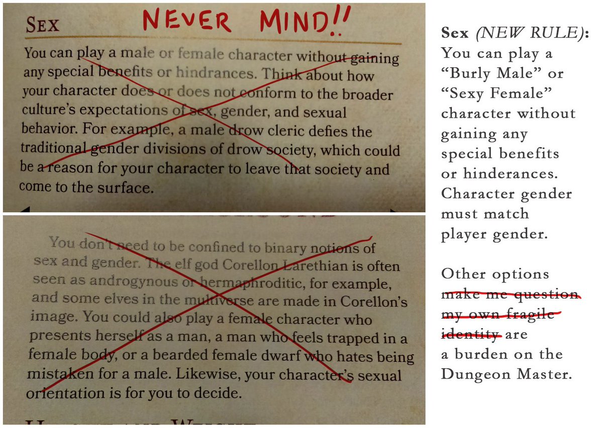 DungeonsDonald's tweet photo. Our D&amp;D game must be focused on decisive &amp; overwhelming victory &amp; cannot be burdened w/ players expressing themselves through characters. https://t.co/vmyyxpdk8A