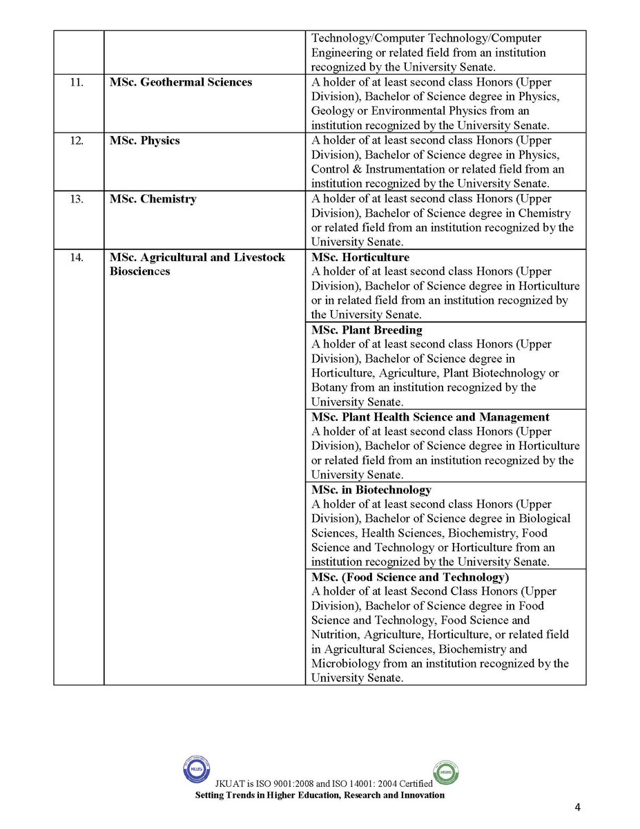 Scholarship advert for MSc. and PhD programs scheduled to start in September, 2017. Application deadline is 4th August, 2017. Details below