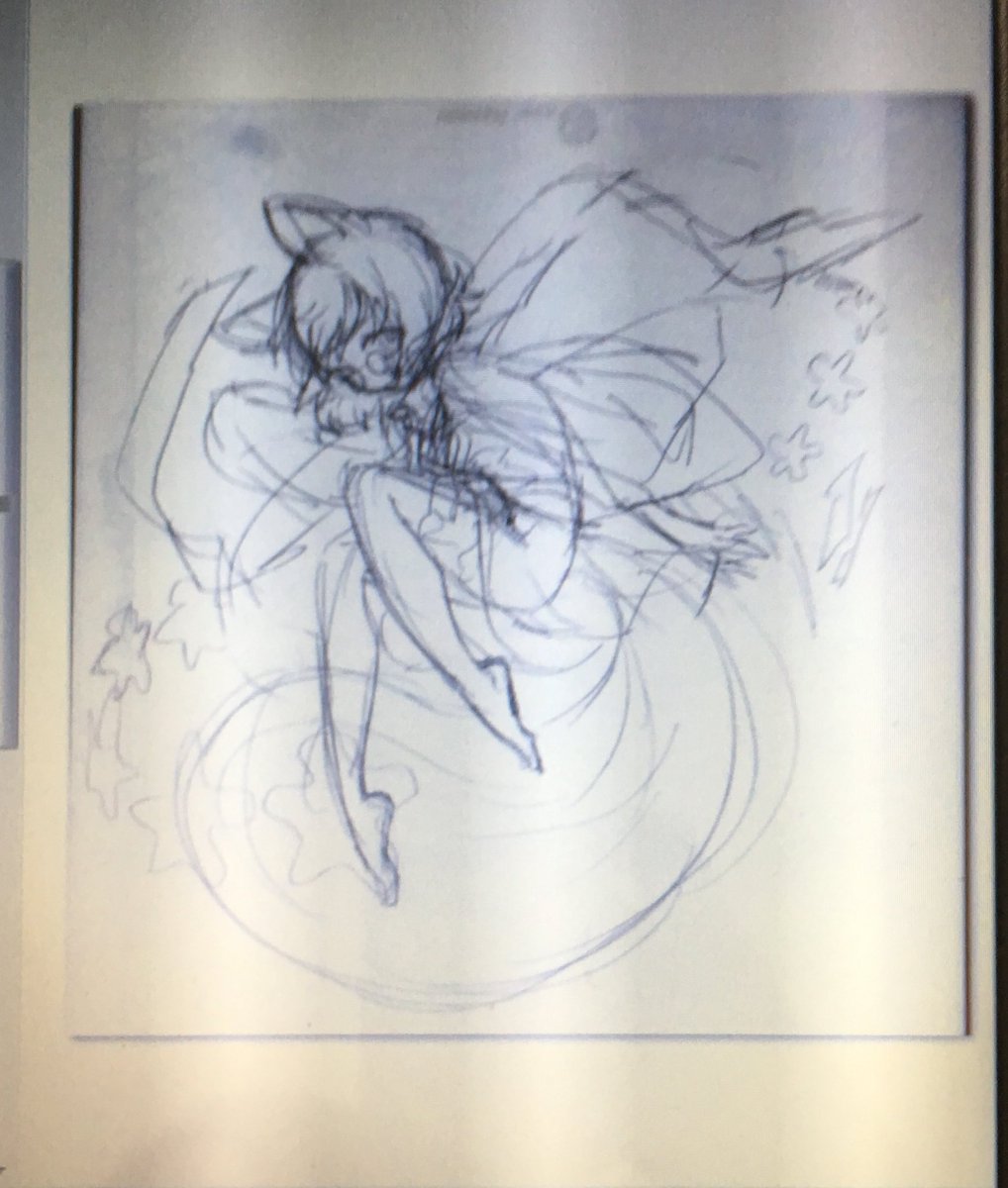 ラフスキャンしただけになってるやつ結構あるなあ。描きあげたい。このとか。東方だ 