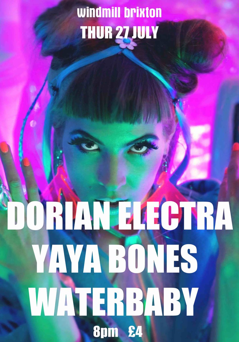 WindmillBrixton's tweet photo. Time to go full electra tonight with @DORIANELECTRA #yayabones @waterbabysound live & DJs inc @CrystalBats
#Brixton https://t.co/tf5IMHHWiS