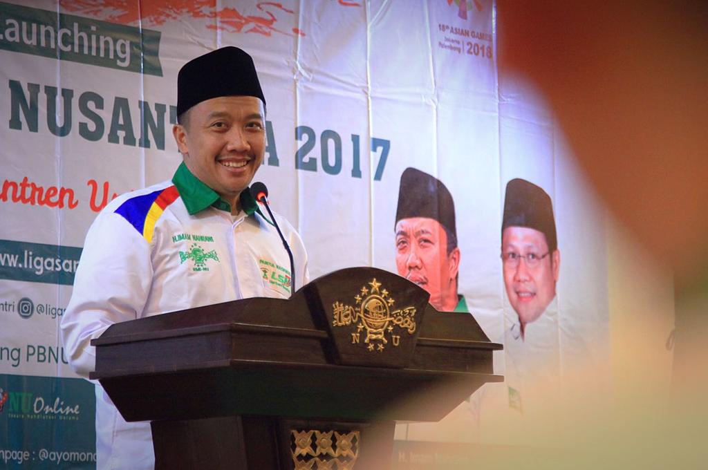 Ketua Umum DPP PKB <a href="/cakiminpkb/">Cak Imin</a> menghadiri Launching Liga Santri 2017 di kantor PBNU.Juga hadir Menpora <a href="/imam_nahrawi/">Imam Nahrawi</a> &amp; Ketum PBNU <a href="/saidaqil/">Said Aqil Siroj</a>