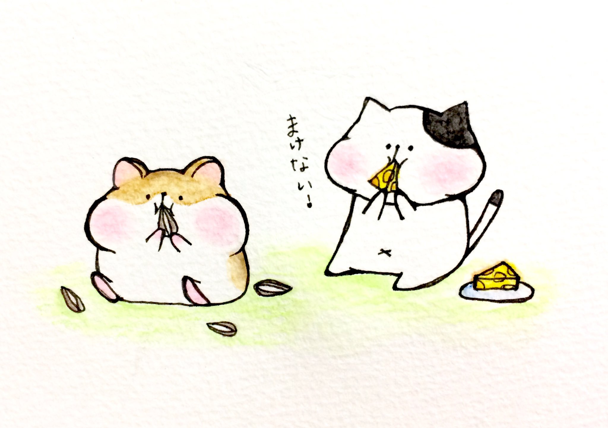 おこにゃん まけない ハムスター ひまわりの種 チーズ もぐもぐ 猫 イラスト ラクガキ 1日1絵 ゆるキャラ アナログ絵 絵描き人 Followme Cats T Co Lkjv8c3wvk Twitter