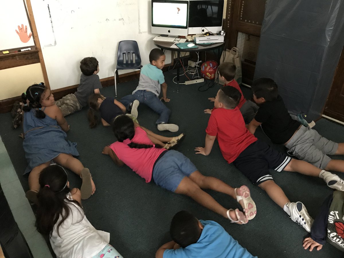MrsJFeldmann's tweet photo. The Very Hungry Caterpillar yoga session at Brain Camp! @teachnbeach1 @AnnaRudowsky @ZywickiR https://t.co/lBPRD6iHpn