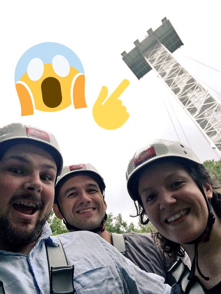 Can't believe we're doing this. It's right behind the office - had to be done! Zip line time, boys... 😬💩@ZipWorldLondon #RideTheWire