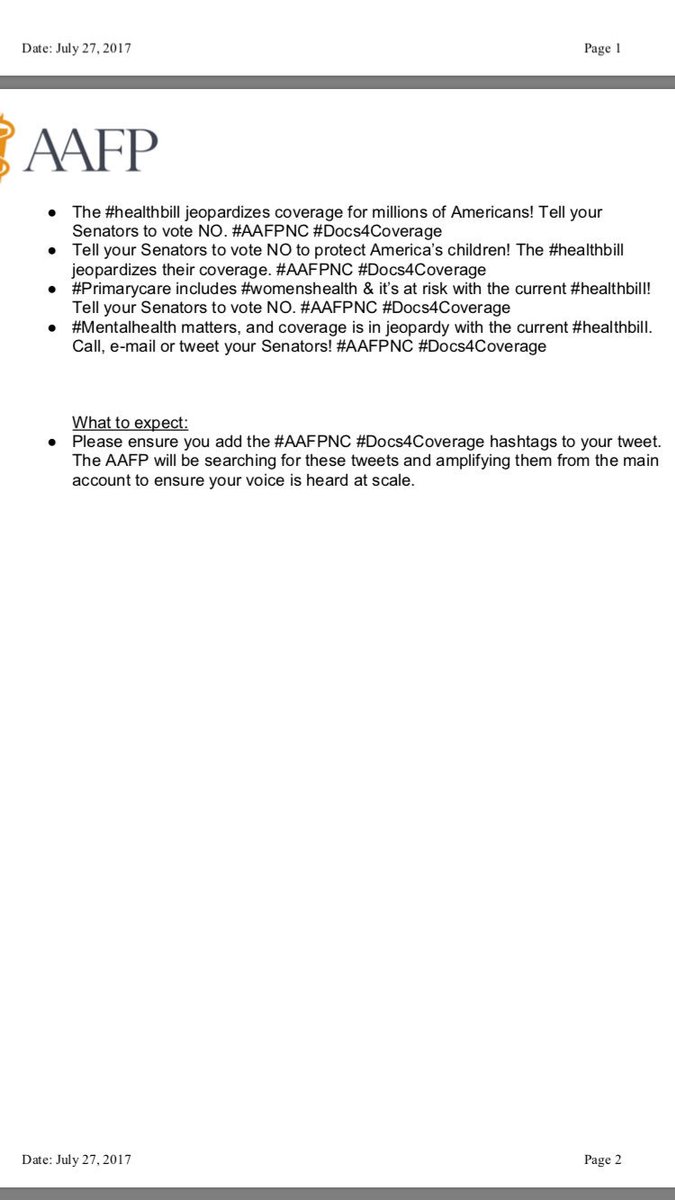 doctorakelso21's tweet photo. Sample advocacy call speech and twitter posts for to advocate for America's health #AAFPNC #voteNo #docsForCoverage https://t.co/V2B5g9ZDIJ