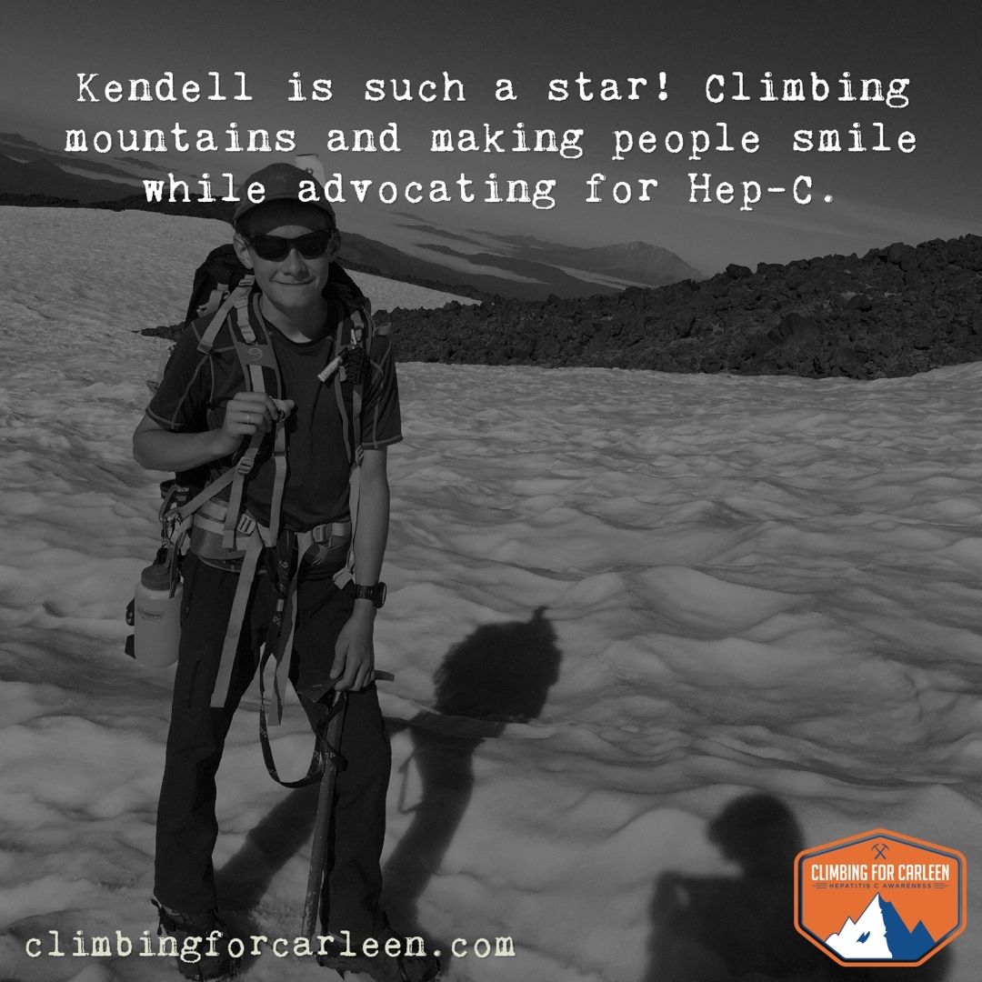 ClimbForCarleen's tweet photo. We love Kendell, he is such an encouragement to all of us here at CFC. #hepc #ibeathepc #nohep https://t.co/jd9FkzCEBU