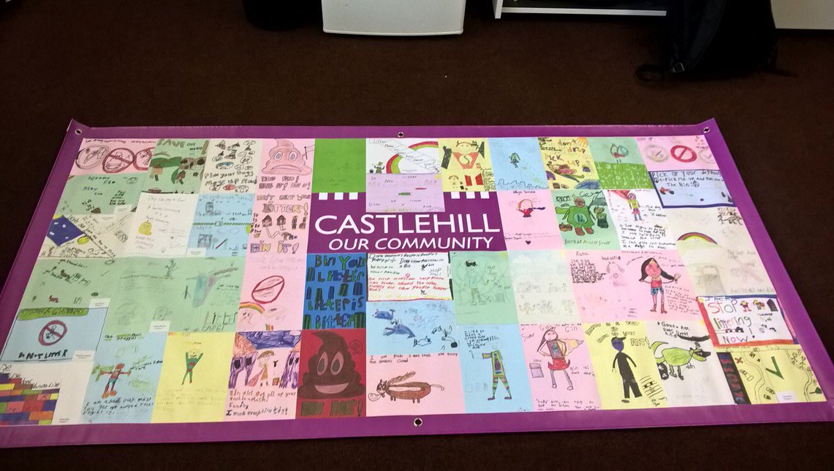 A banner to be displayed in the community of castlehill designed using the yp of Dalreoch primary school ❤️
