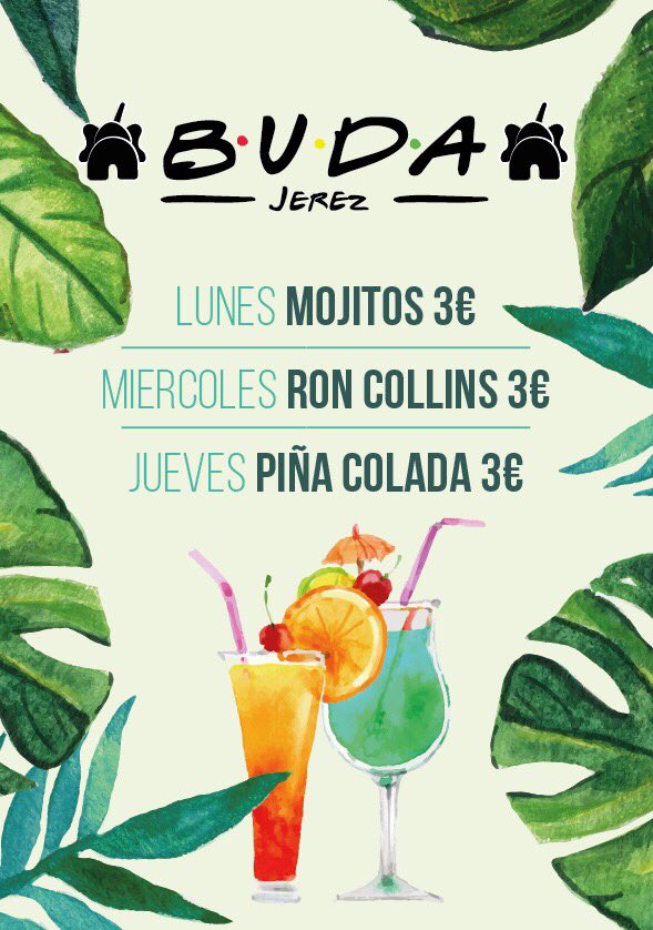 Sólo queremos lo mejor para ti‼️ Que te parece para refrescarte un poquito de estas calores ☀️unos cocktails🍹🍸 #BudaJerez