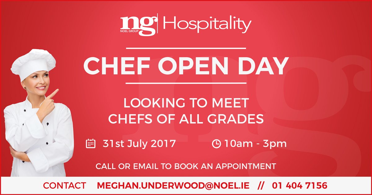 NoelGroup_'s tweet photo. Join us for a Chef Open Day on July 31st! Looking to meet #Chefs of all grades in our head office, 47 Dawson Street, Dublin 2. #jobfiary https://t.co/xCVDyHWiMp