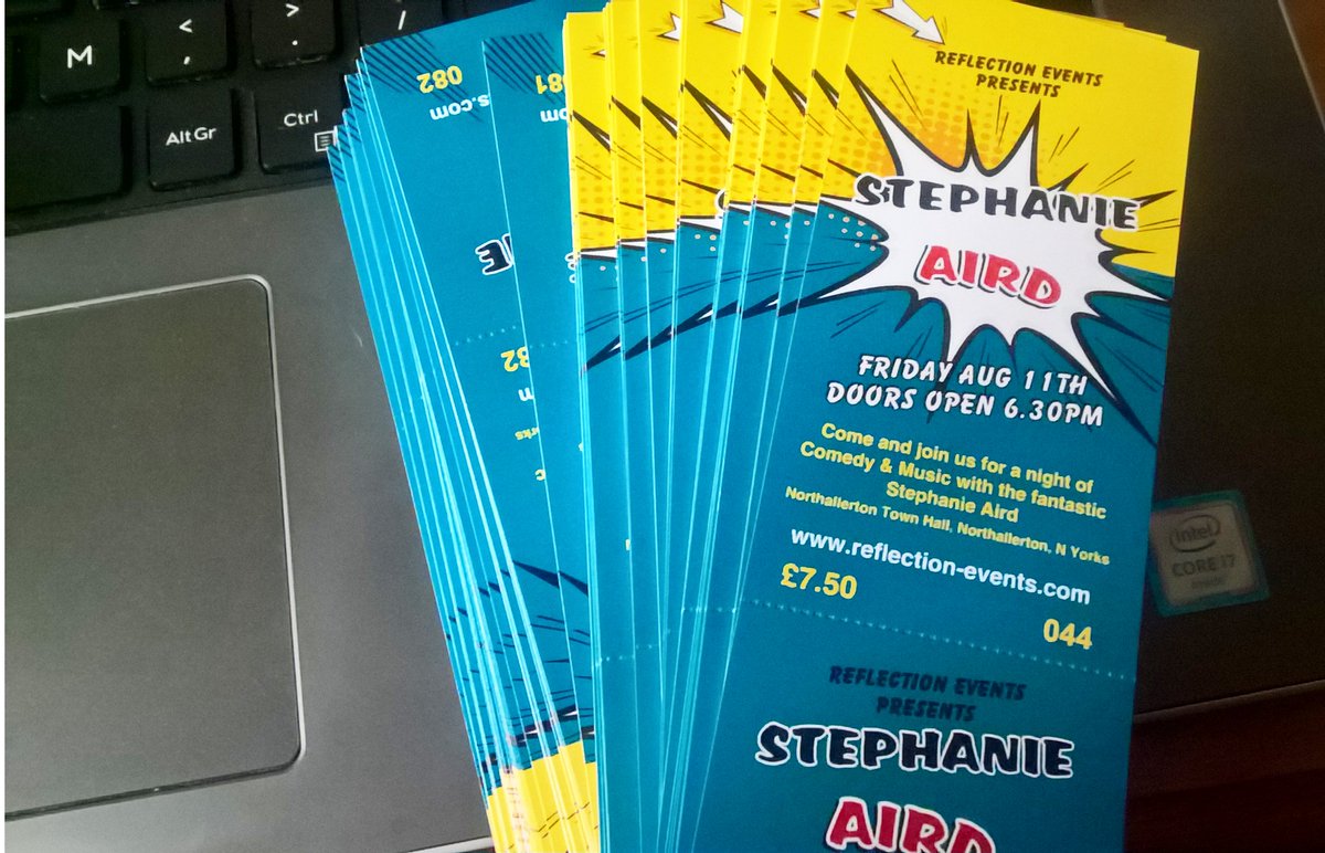 ReflectEvents's tweet image. The tickets for @StephAird have arrived!! Anyone has already bought- they are being posted tonight.  reflection-events.com #comedy #music