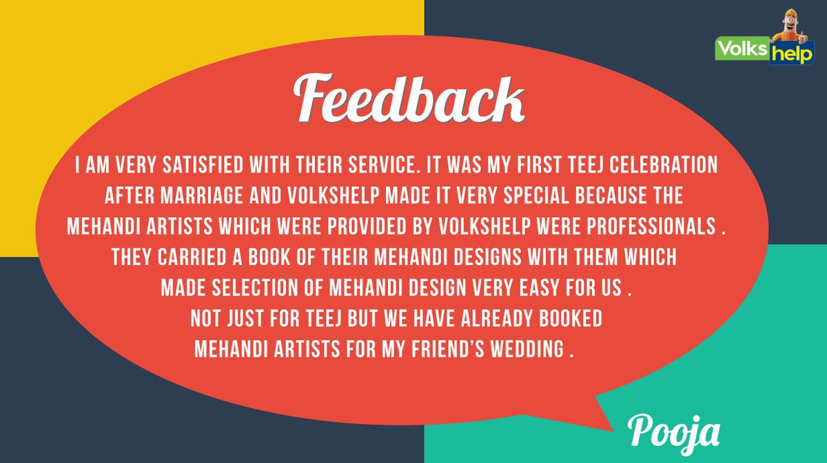 See what our customers have to say about our 'Mehandi' service...
#HappyCustomer #mehandi #delhincr #volkshelp #clients