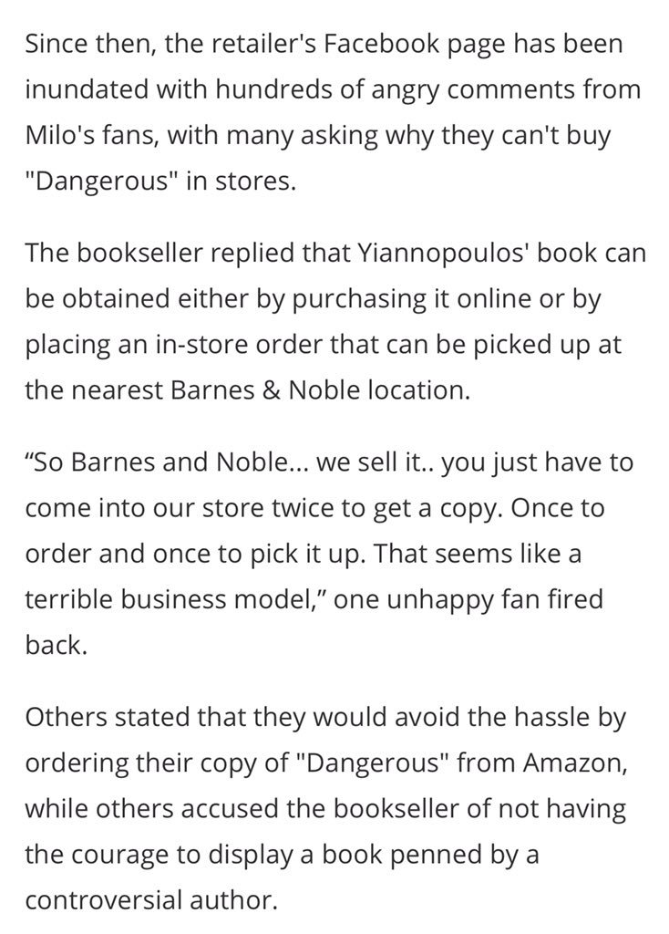 Christoph On Twitter Customers Are Forced To Order Milo S Book