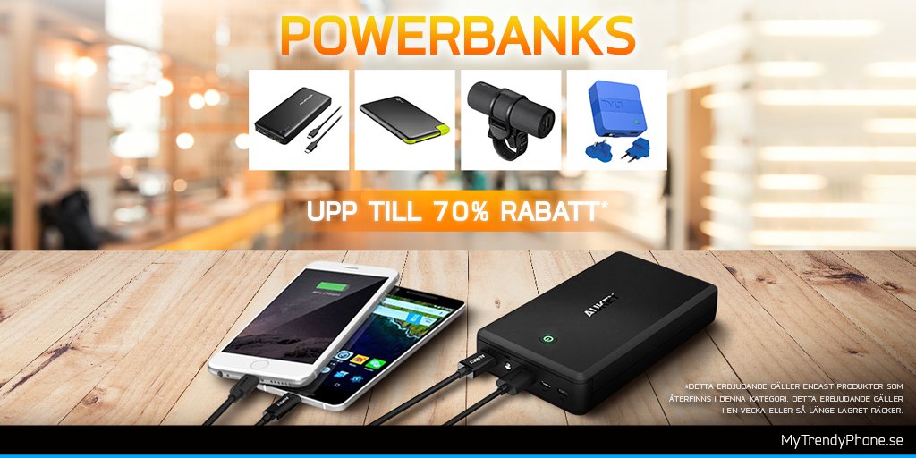 MyTrendyPhoneSe's tweet photo. Kort batteritid? Ta en titt på veckans erbjudande och få upp till 70% rabatt på powerbanks i denna kategori.
#MTP
https://t.co/AFleWUYJ2L https://t.co/polmwCyuxs