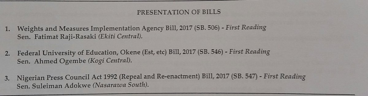Welcome to a new Legislative day in the Senate. Senate President Bukola Saraki takes the official prayer, leads the chamber into today's proceedings.