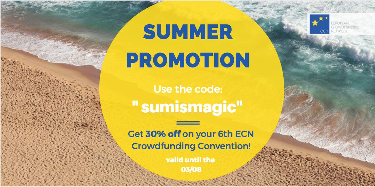 eurocrowd's tweet photo. Let's celebrate summer together! 
Enjoy 30% OFF on all ECN #Crowdfunding convention ticket until the 3rd of August! https://t.co/jFtPQ7wv4o https://t.co/2Gvrlru9se