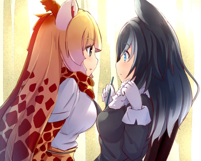 キリンさんとオオカミさん落描き 
